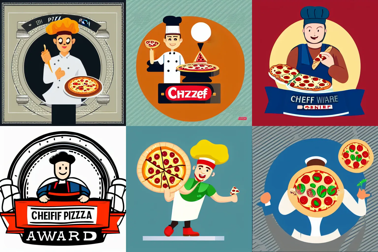 Prompt: chef with a pizza in his hand beautiful detailed award winning flat vector illustration