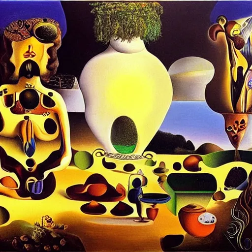 Image similar to the garden of unearthly delights, oil painting by Salvador Dali, high contrast, highly detailed, 4k