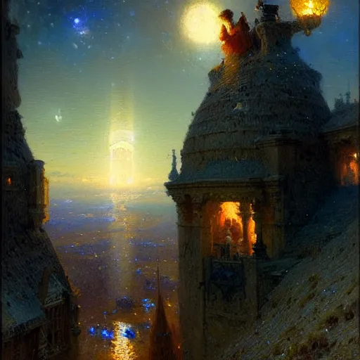 Image similar to the milk way up above, night time, midnight. highly detailed painting by gaston bussiere, greg rutkowski 8 k