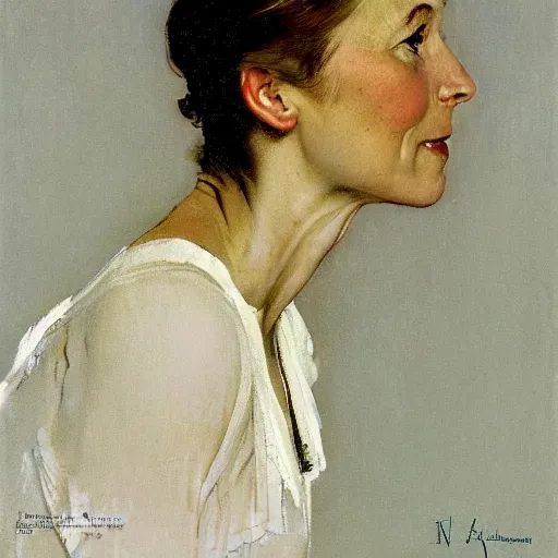 Image similar to portrait of anna - maja henriksson by norman rockwell