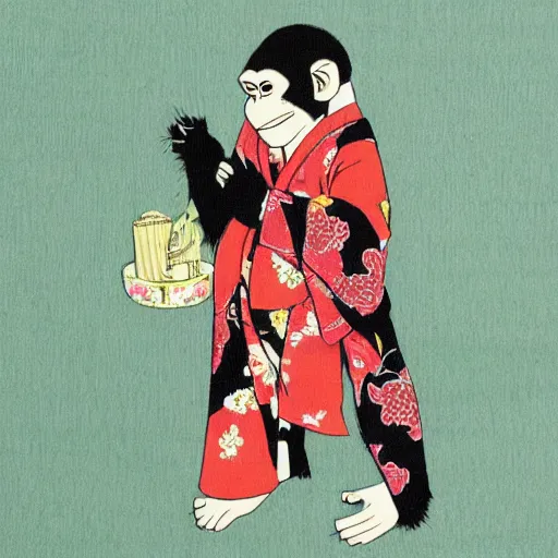 Image similar to a monkey in a kimono