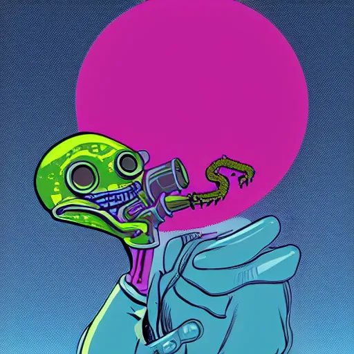 Image similar to Alien smoking weed, digital art, featured on artstation, fine details