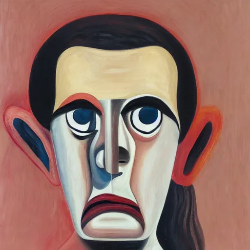 Prompt: George Condo surrealist portrait painting of a face