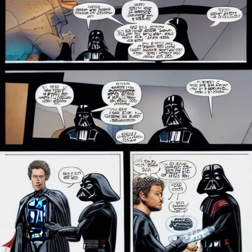 Image similar to darth vader comic featuring darth vader fighting mark zuckerberg