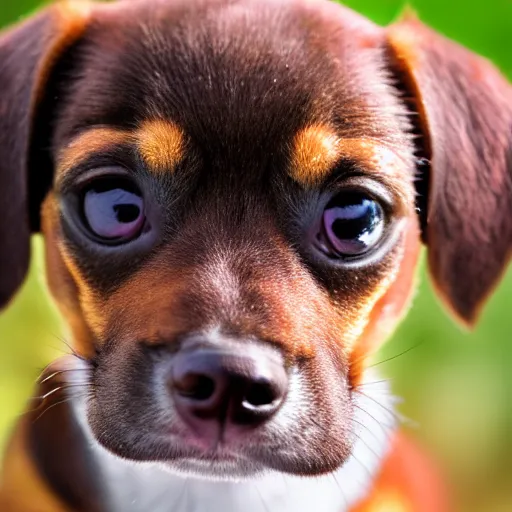 Prompt: closeup portrait photograph of chiweenie puppy, 4 k