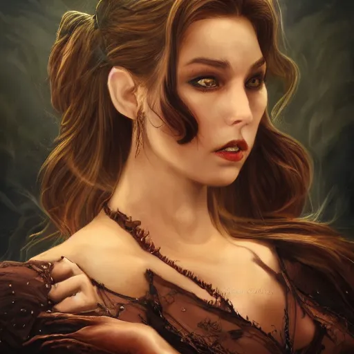 Prompt: majestic gracious regal aristocratic brunette female vampire portrait, atmospheric lighting, painted, menacingly bearing fangs, intricate, volumetric lighting, beautiful, rich deep colours masterpiece, golden hour, sharp focus, ultra detailed, by leesha hannigan, ross tran, thierry doizon, kai carpenter, ignacio fernandez rios