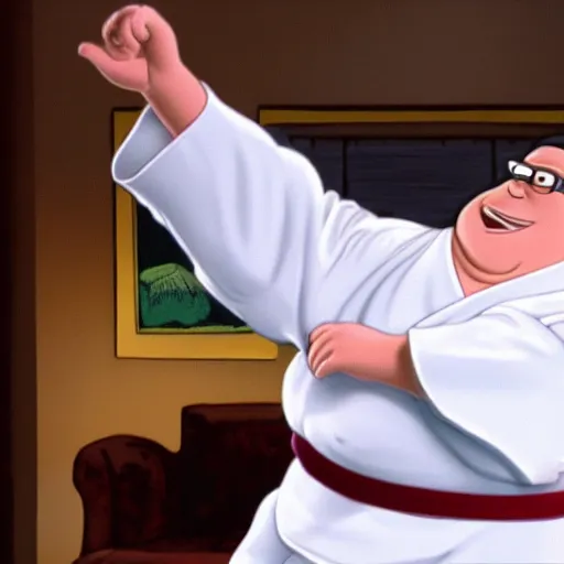 Prompt: peter griffin doing a karate move