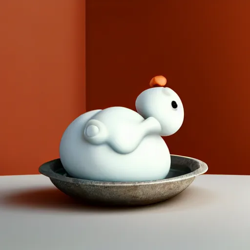 Image similar to A cute farty mozzarella sitting in a bowl, 3D octane render, raytracing