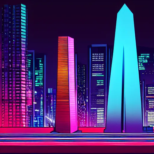 Prompt: buenos aires obelisk, cyberpunk neon, 4 k wallpaper sci - fi 8 0's art