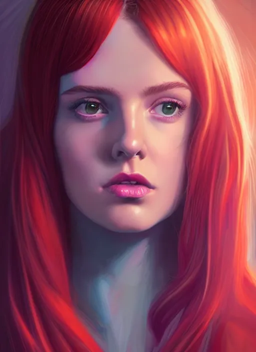 Image similar to full body portrait of teenage cheryl blossom, bangs, green eyes, sultry expression, red hair, sultry smirk, bangs and wavy hair, pink skirt, intricate, elegant, glowing lights, highly detailed, digital painting, artstation, concept art, smooth, sharp focus, illustration, art by wlop, mars ravelo and greg rutkowski