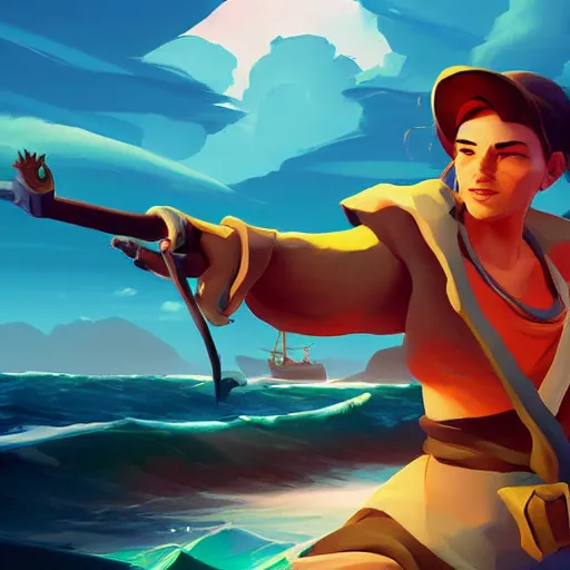 Image similar to painting treasure on sea of thieves game smooth median photoshop filter cutout vector, behance hd by jesper ejsing, by rhads, makoto shinkai and lois van baarle, ilya kuvshinov, rossdraws global illumination