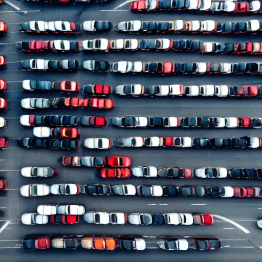 Image similar to a bunch of cars that are sitting in the street, a matte painting by niko henrichon, trending on unsplash, stuckism, cityscape, depth of field