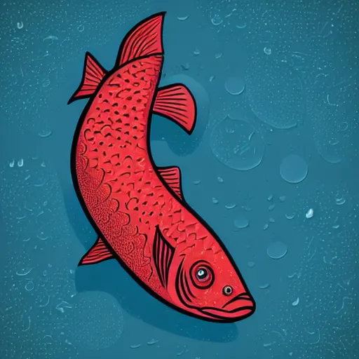 Prompt: deep red fish, cartoon, Anthropomorphic, highly detailed, colorful, illustration, smooth and clean vector curves, no jagged lines, vector art, smooth