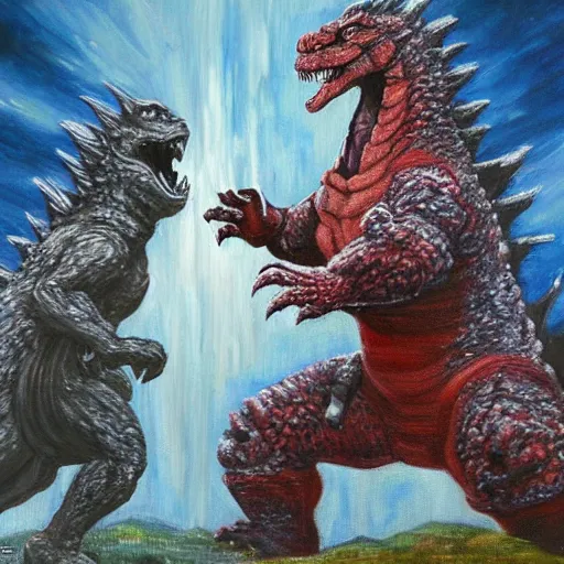 Prompt: Joe Biden fighting Godzilla in medieval times, oil painting, hd, detailed, artistic, President Joe Biden