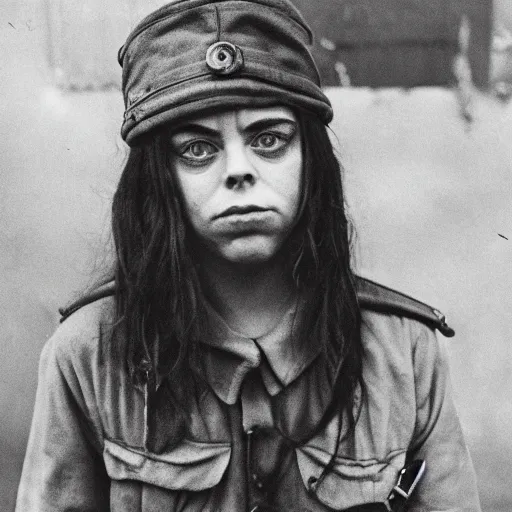 Image similar to crazy billie eilish in a world war 2 photo