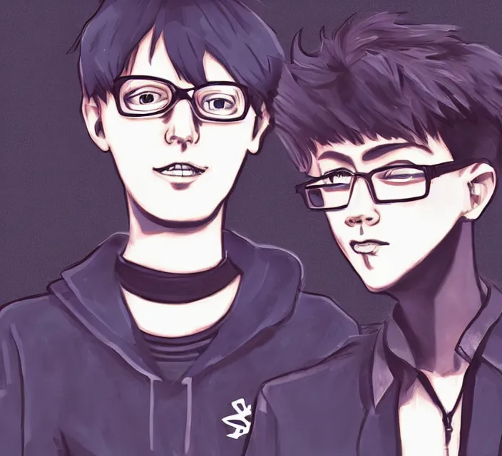 Image similar to a digital drawing of young neil cicierega in a kawaii emo / scene style, trending on pixiv, trending on deviantart