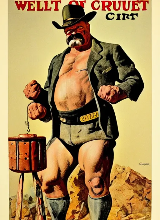 Prompt: old west circus strongman. portrait by jean giraud and anton otto fischer and john philip falter and will eisner and gil elvgren