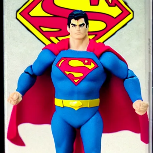 Prompt: 1992 superman action figure japan. macro. nintendo power cover.