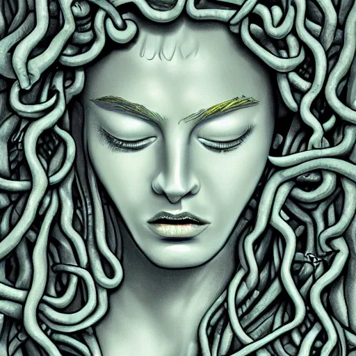 Prompt: Medusa, digital art, highly detailed,