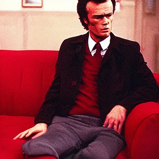 Image similar to dirty harry in the red room in twin peaks