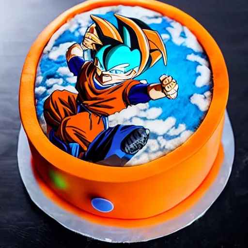 Image similar to cake shaped like a dragon ball food photography