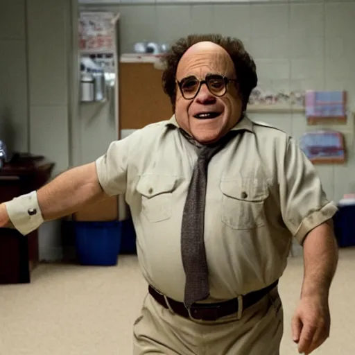 Prompt: A still of Danny Devito in Stranger Things