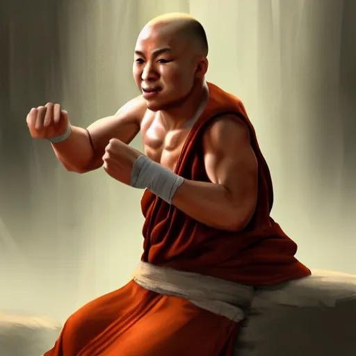 Image similar to muscular monk , concept art , digital painting , 4k , HD