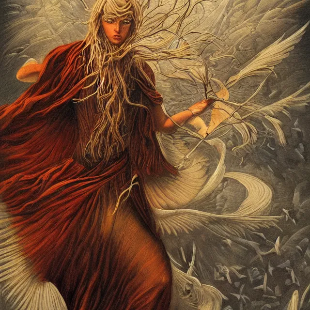 Prompt: a painting of the gifted by the wind by johfra bosschart, dark fantasy art, high detail, trending on artstation