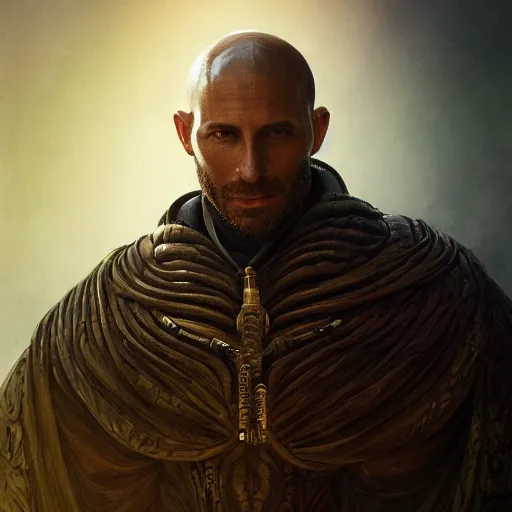 Image similar to naftali bennett as duke leto, dune, portrait, intricate, elegant, highly detailed, digital painting, artstation, concept art, wallpaper, smooth, sharp focus, illustration, art by h. r. giger and artgerm and greg rutkowski and alphonse mucha