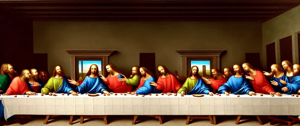 Prompt: donald trump giving speech during the last supper, a painting by leonardo da vinci, ultra - detailed, 8 k