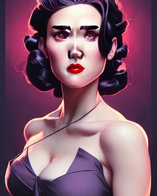 Prompt: a pin up and beautiful fashion charming dreamlke jennifer connelly, symmetrical face symmetrical eyes, character art, art by artgerm lau and wlop and and ilya kuvshinov and john singer sargent, joshua middleton comic art, frostbite 3 engine