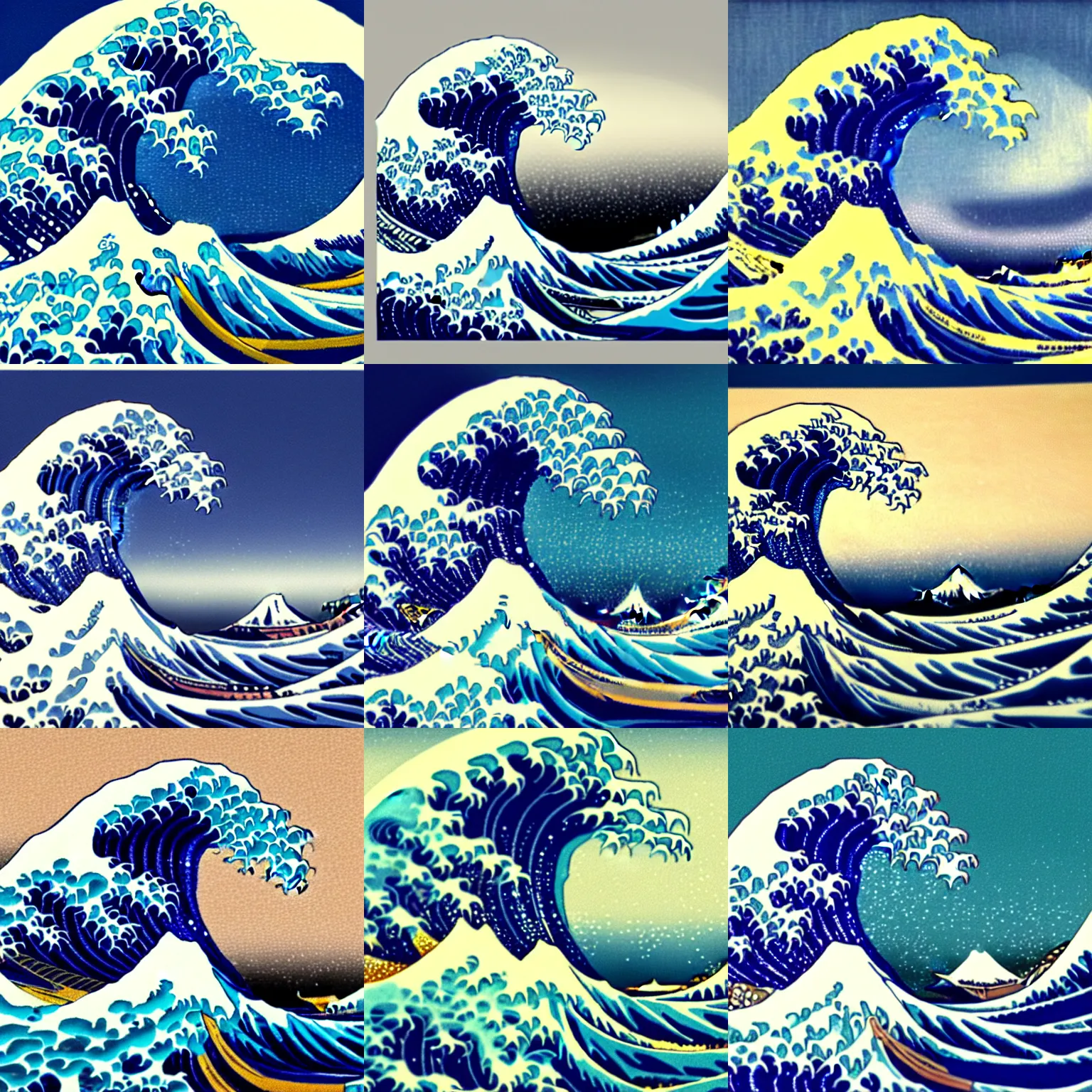 Prompt: futuristic great wave off Kanagawa in a vaporware style