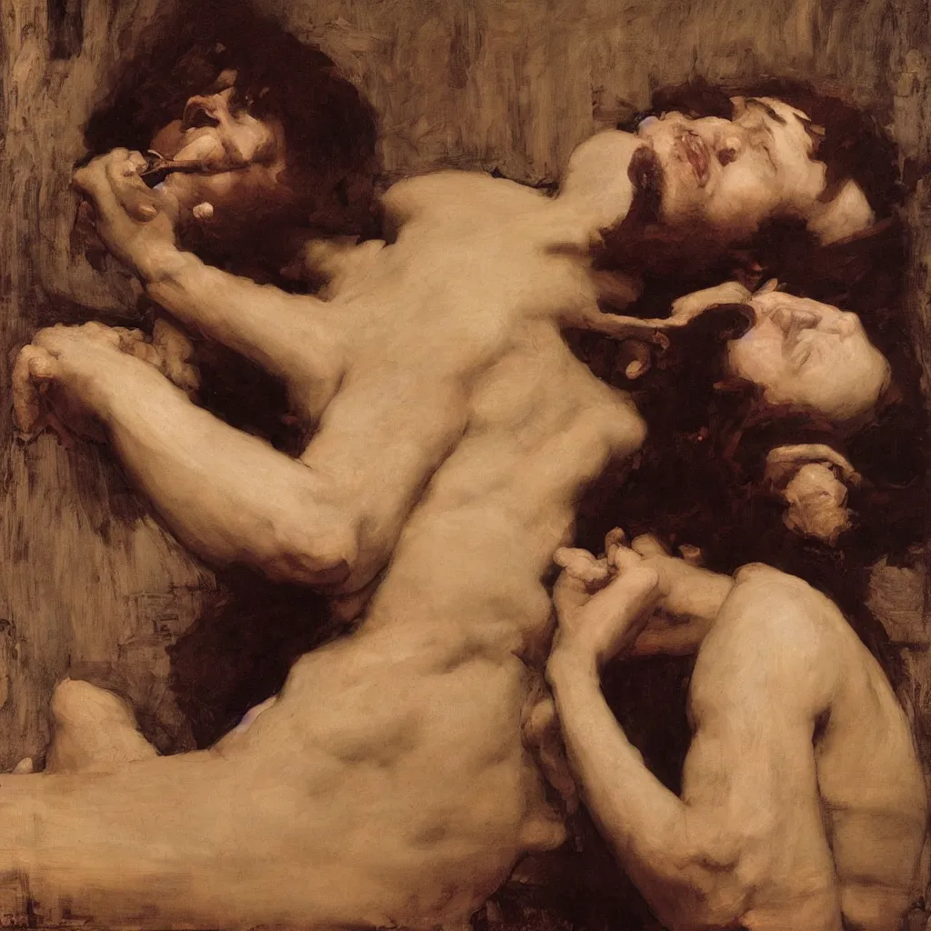Image similar to portrait en buste of bill hicks SNORTING SMOKING TRIPPING in repose by John William Waterhouse, Frederic Leighton, true-to-life, flowing realistic fabric, abundant detail