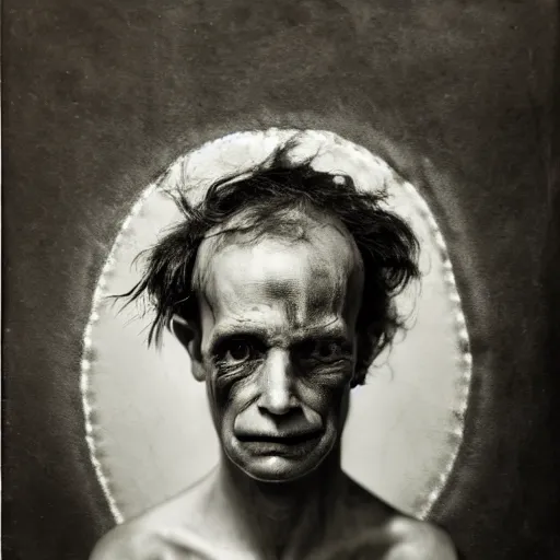 Prompt: high quality high detail portrait by joel peter witkin, hd, unsettling look in the eyes, photorealistic lighting
