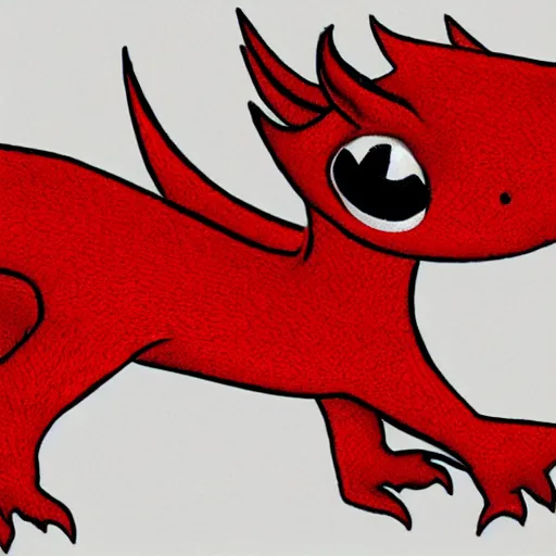 Prompt: Illustration of a plushie red dragon
