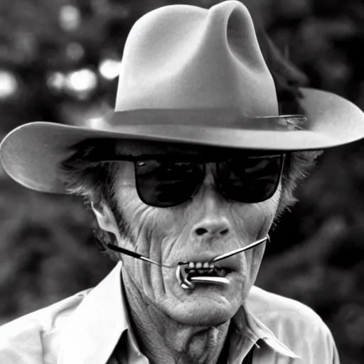 Prompt: Clint Eastwood Smoking a fat blunt
