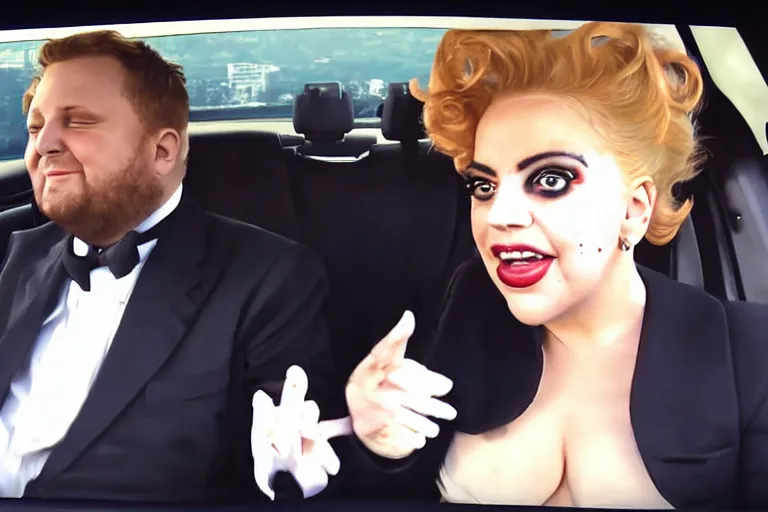 Prompt: carpool karaoke screenshot of lady gaga and judy garland, highly realistic, highly detailed, high resolution, 8 k 4 k,