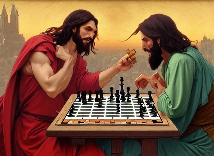 god and the devil playing chess