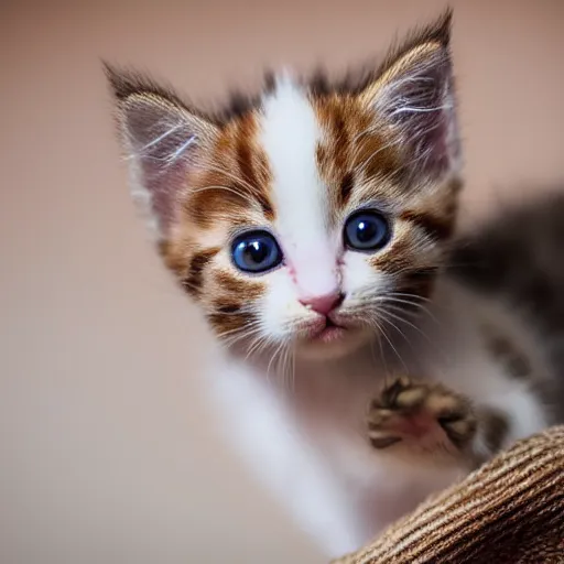 Prompt: high detail shot of a cute kitten