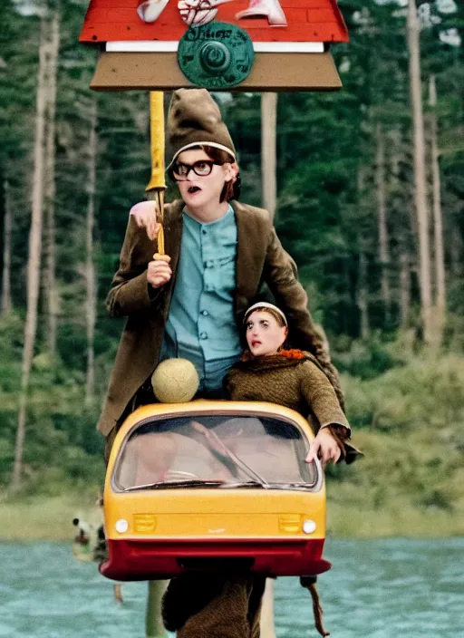 Image similar to scene from Moonrise Kingdom, Wes Anderson, retro, 8k, cinematic, ultra sharp detailed digital art