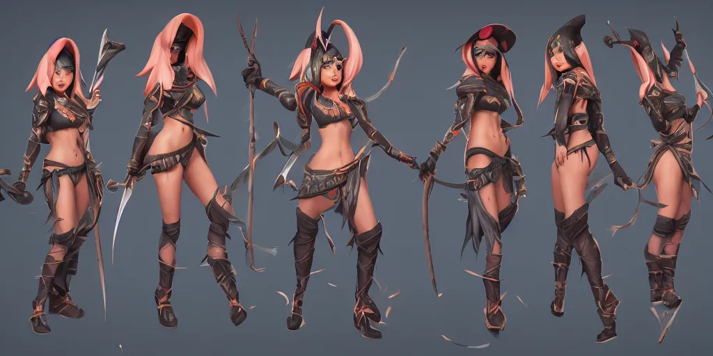 Prompt: Character sheet of beautiful bewitching akali (League of Legends). 3d render, octane render, game art, realistic, highly detailed, trending on artstation, 4k, trending on artstation, pixar, cgsociety, unreal engine 5, redshift render, trending on artstation, blender, behance, cg