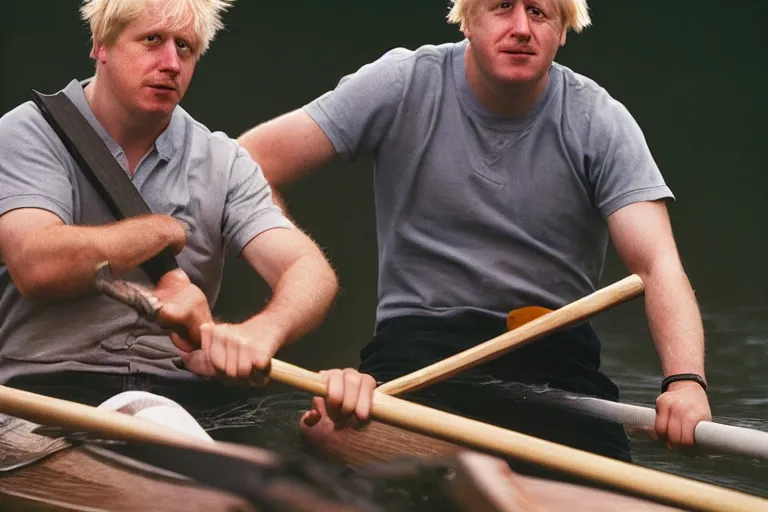 Image similar to closeup portrait of boris johnson rowing england with an oar, natural light, sharp, detailed face, magazine, press, photo, steve mccurry, david lazar, canon, nikon, focus