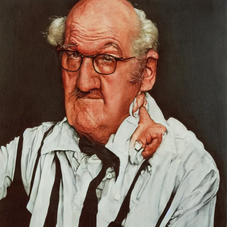 Image similar to upper body portrait of actor kenneth mcmillan in the style of norman rockwell, colour