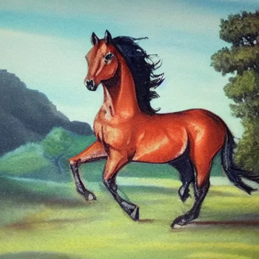 Prompt: a landscape?????? horse??????