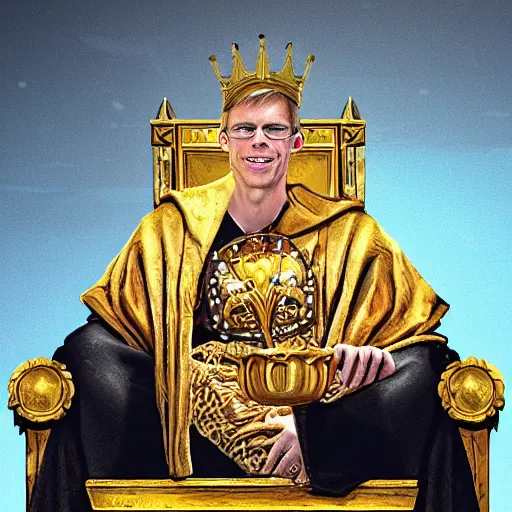 Image similar to God-king John Carmack sits on his golden throne, id tech 1