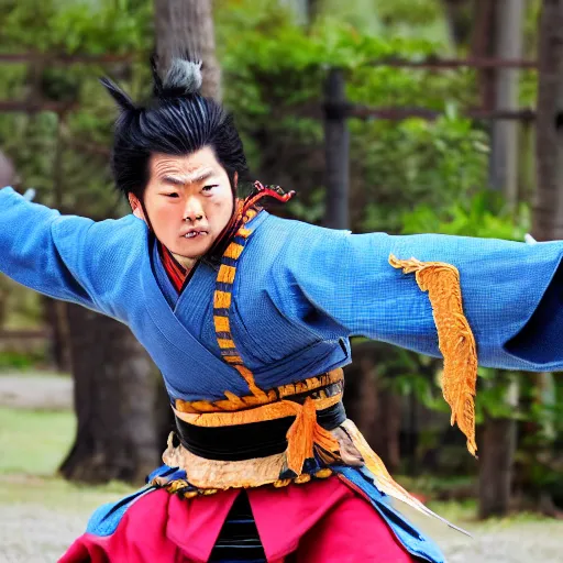Image similar to A samurai performing Kamehameha