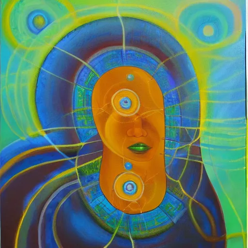 Image similar to private intelligence, mindful existence of soul, oil on canvas