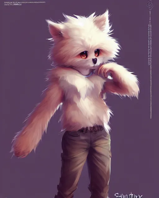 Prompt: character concept art of a cute young male anthropomorphic fluffy furry | | cute - fine - face, pretty face, key visual, realistic shaded perfect face, fine details by stanley artgerm lau, wlop, rossdraws, james jean, andrei riabovitchev, marc simonetti, and sakimichan, trending on artstation