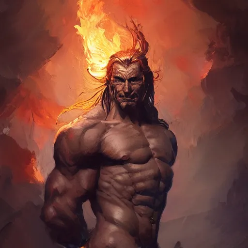 Prompt: A digital painting of a fire genassi, by Stanley Artgerm Lau, frank frazetta, Rossdraws, James Jean, gerald brom, Andrei Riabovitchev, Marc Simonetti, trending on artstation