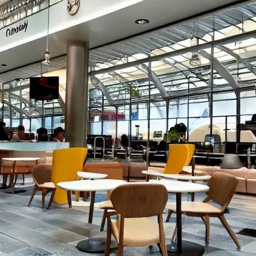 Image similar to an interior photo of modern cafe in an airport